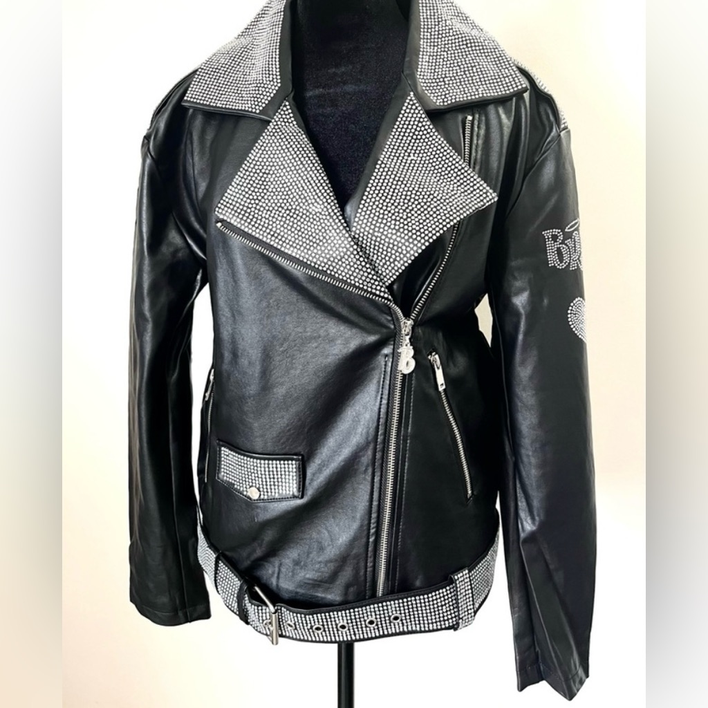 Dolls Kill Black And Silver Studded Leather Jacket
